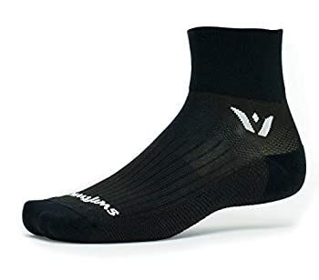 Swiftwick- PERFORMANCE 2 ランニング&サイクリングソックス メンズ&レディース クッションクルーソックス (ブラック スモール)