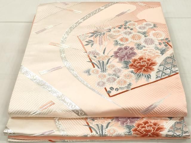 平和屋着物●西陣　服部織物謹製　六通柄袋帯　唐織　蜀江花唐草文　金糸　正絹　逸品　AAAQ7813wj 平和屋着物○西陣 服部織物謹製 六通柄袋帯 唐織 蜀江花唐草