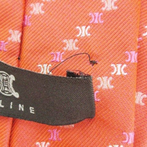 セール！【CELINE セリーヌ】マカダム柄 ネクタイ ピンク シルク　匿名配送 セール！【CELINE セリーヌ】マカダム柄 ネクタイ ピンク シルク