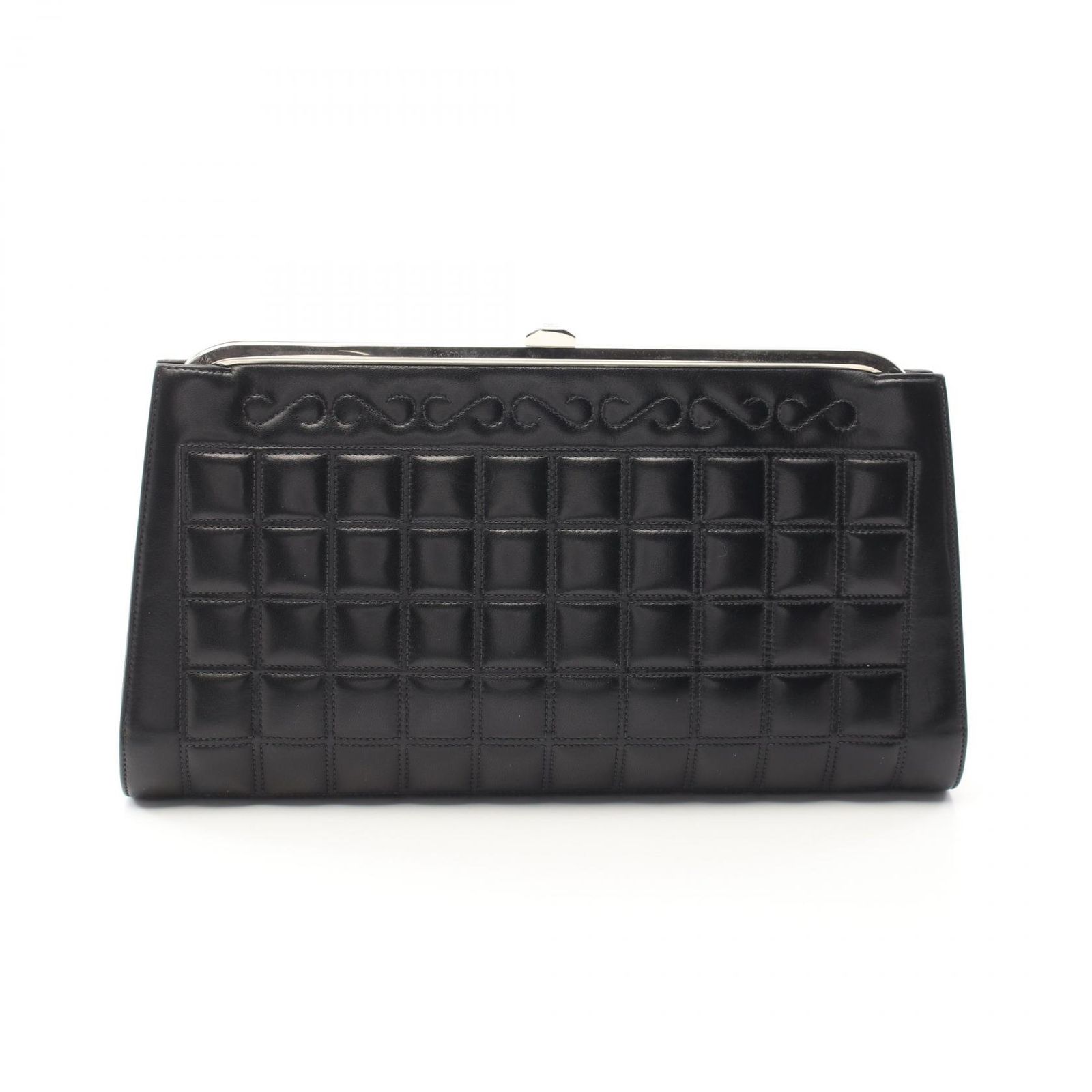 シャネル CHANEL セカンドバッグ クラッチバッグ チョコバー ブラック レザー チョコバー クラッチバッグ レディース Used A