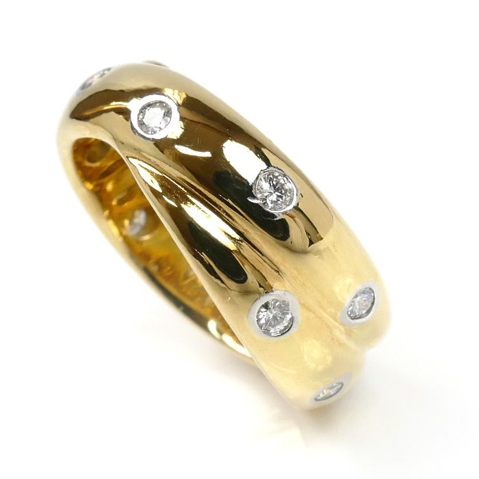 TIFFANY-Co. ティファニー K18YG イエローゴールド Pt950プラチナ ドッツ ツイスト リング 指輪 ダイヤモンド 11号 9.1g レディース