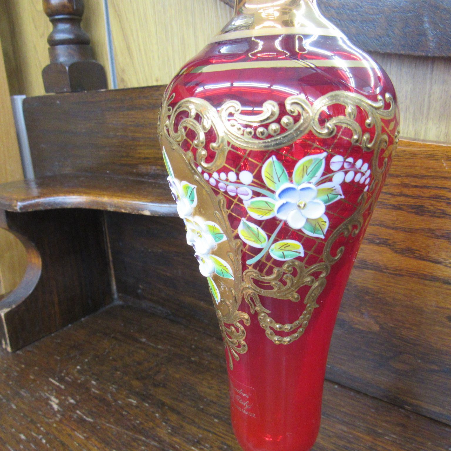 ベネチアグラス　金色と赤色の花瓶　 高さ40cm 幅20cm 奥行20cm ベネチアグラス 金色と赤色の花瓶 高さ40cm 幅20cm 奥行20cm