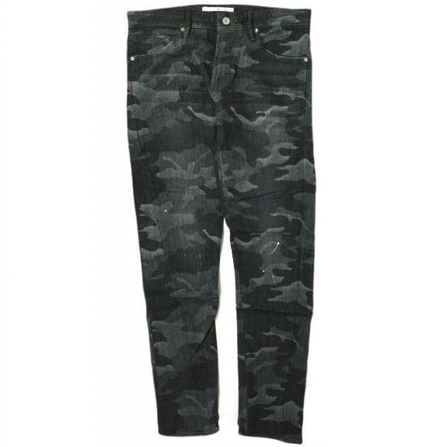 新品 e JEANS イージーンズ 日本製 TWIST 岡山児島 ペイントジョグカモフラージュデニムパンツ e802-002 4 BLACK CAMOUFLAGE ジップフライ スキニー ジーンズ 定価35，200円 ボトムス g17540