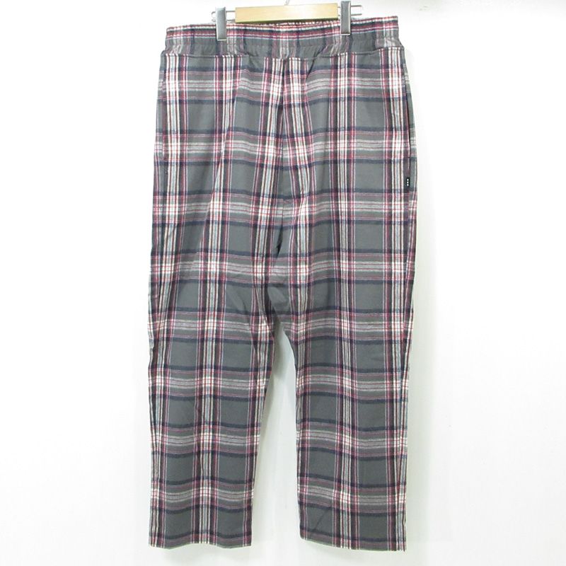 三重本店 GOD SELECTION XXX ゴッドセレクショントリプルエックス CHECK EASY PANTS フランネルチェックイージーパンツ 総柄パンツ GX-A24-PT-02 グレー サイズ XL 107