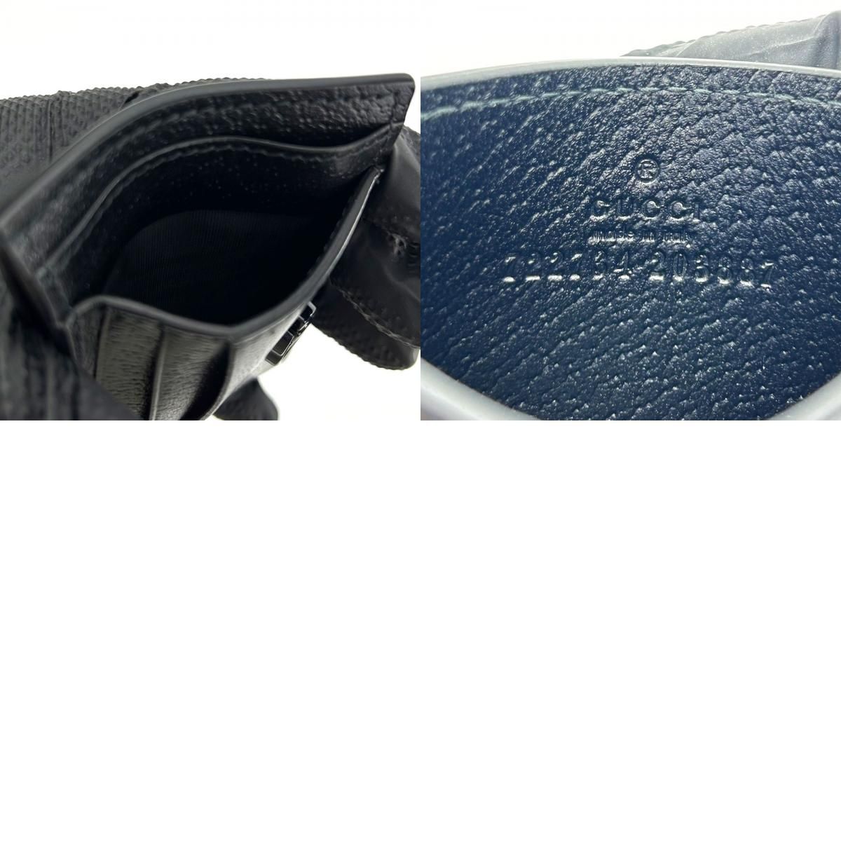 中古】 グッチ カードケース 722734 ダブルG レザー ブラック 小物  