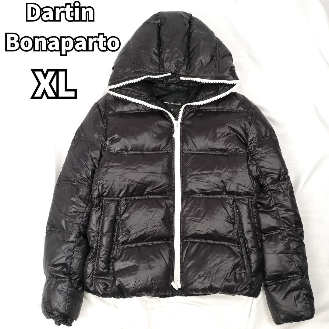 【都会の洗練と煌めき✨】　Dartin Bonaparto　ダルタンボナパルト　ダウンジャケット スワロフスキー装飾 光沢感 Y2K 平成ギャル男　黒　XL 52