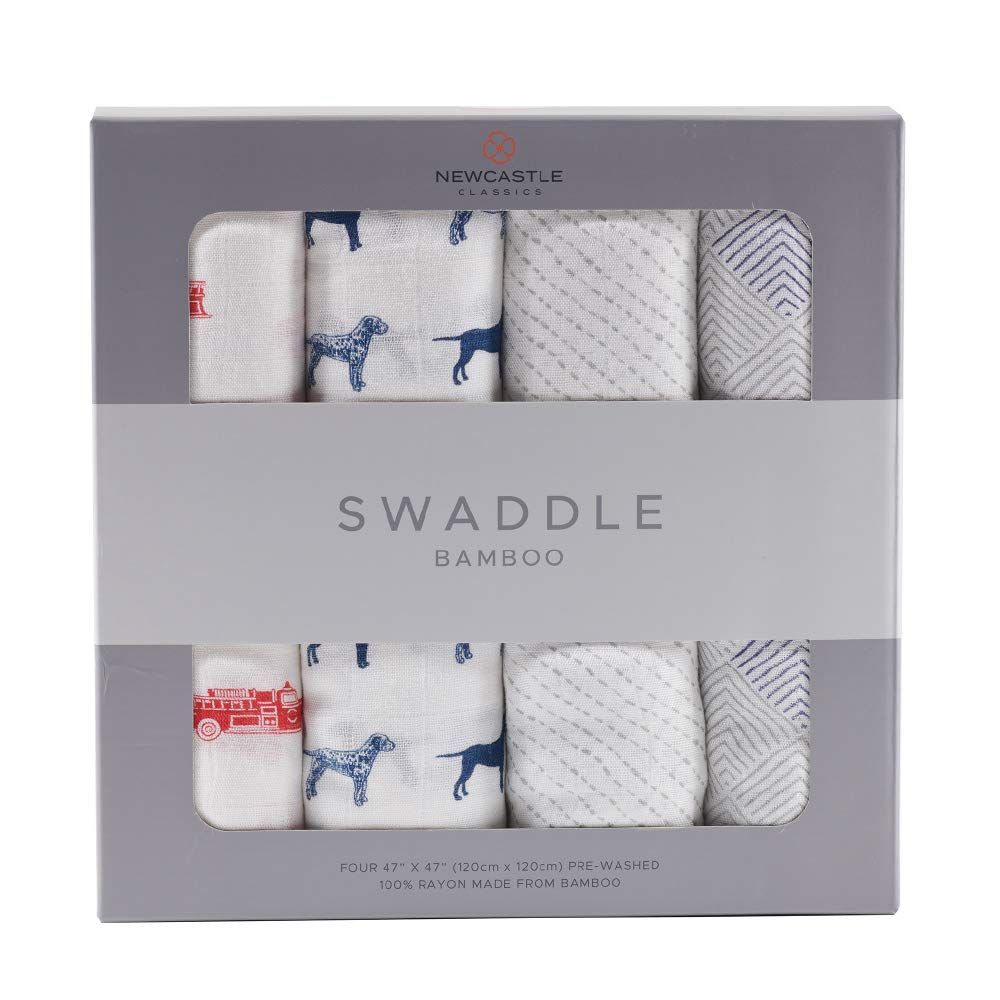 Classics(ニューキャッスルクラシックス) スワドル バンブーモスリン 4枚セット【日本正規品】おくるみ ふんわり柔らか 毛布 出産祝い Fire Newcastle Truck and Dalmatian 120x120cm 0か月~ NC-4SB44