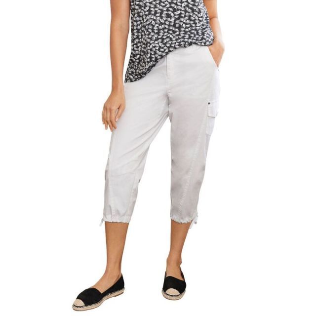 【送料無料】 Ellos レディース カジュアルパンツ ボトムス Ellos Women's Plus Size Stretch Cargo Capris White