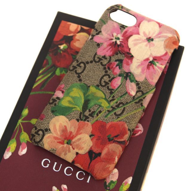 【中古】 グッチ(Gucci) GG柄 PVC フラワーズスマホ・携帯ケース ブラウン 03GC208
