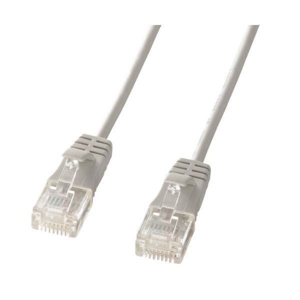 （まとめ）サンワサプライカテゴリ6準拠極細LANケーブル ライトグレー 2m KB-SL6-02 1本