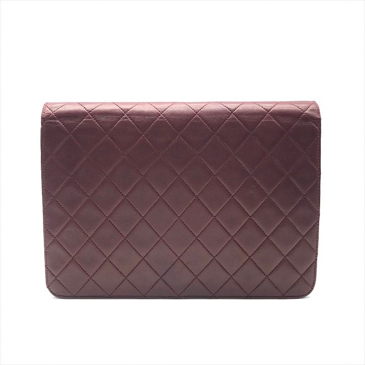 CHANEL シャネル ココマーク ラムスキン プッシュロック マトラッセ チェーン ショルダー バッグ 鞄 かばん ボルドー k6714