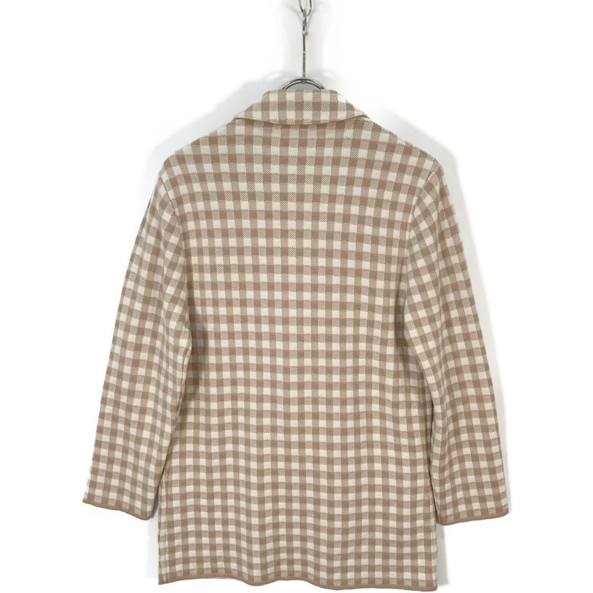 LARDINI ベージュ チェック ダブルブレストジャケット 44 ハンガー付き LARDINI ラルディーニ JYLJM87J ベージュ ウール×シルク×カシミヤ チェック ダブル