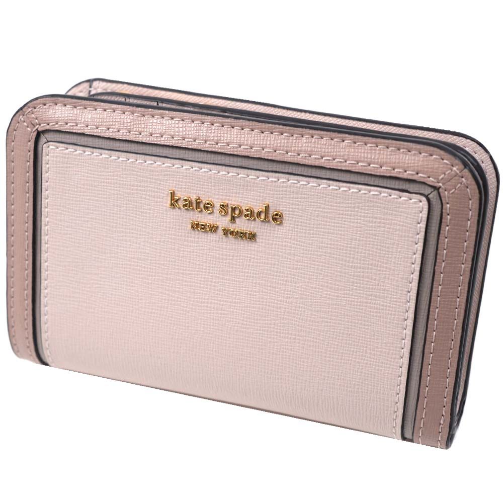 kate spade 2つ折り財布 ピンクベージュ ケイトスペード KateSpade 財布 二つ折り財布レディース ラウンド