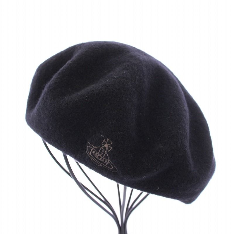 【良品】Vivienne Westwood ベレー帽 Vivienne Westwood☆ラインORB刺繍 バスクベレー (Vivienne