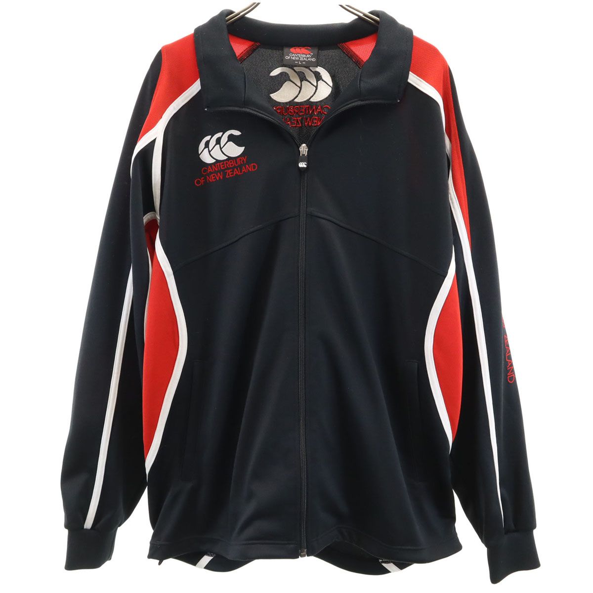 美品 CANTERBURY OF NEW ZEALAND カンタベリー トラックジャケット L ブラック系 ジャージ ラグビー メンズ 古着