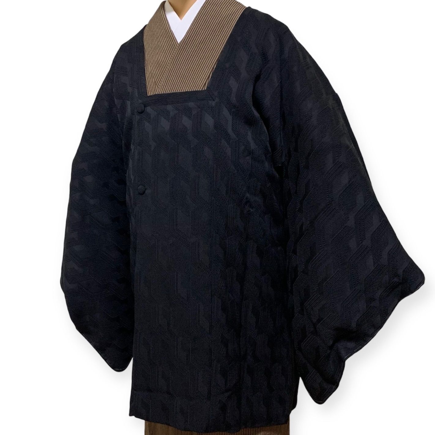 R-1150 和装コート 道行コート 裄67.5センチ ブラック レディース 着物