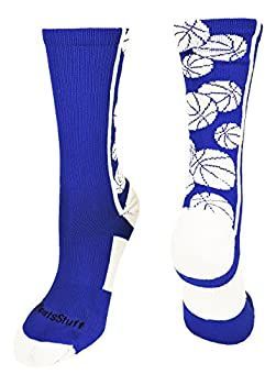 (Small /White) - MadSportsStuff Crazy Basketball Logo Crew Socks