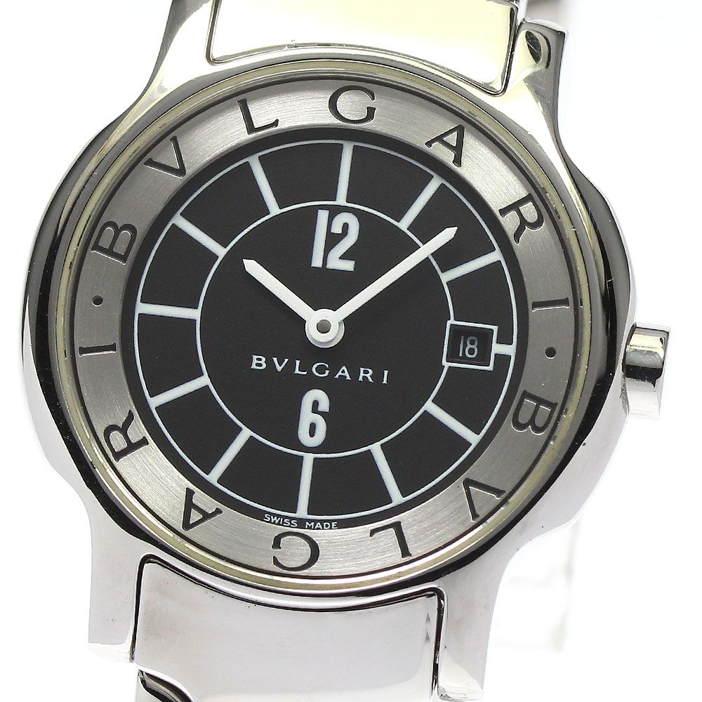 ブルガリ BVLGARI 時計 レディース ブランド ソロテンポ デイト ステンレス SS レザー ST29S シルバー ホワイト ブラック 磨き済み