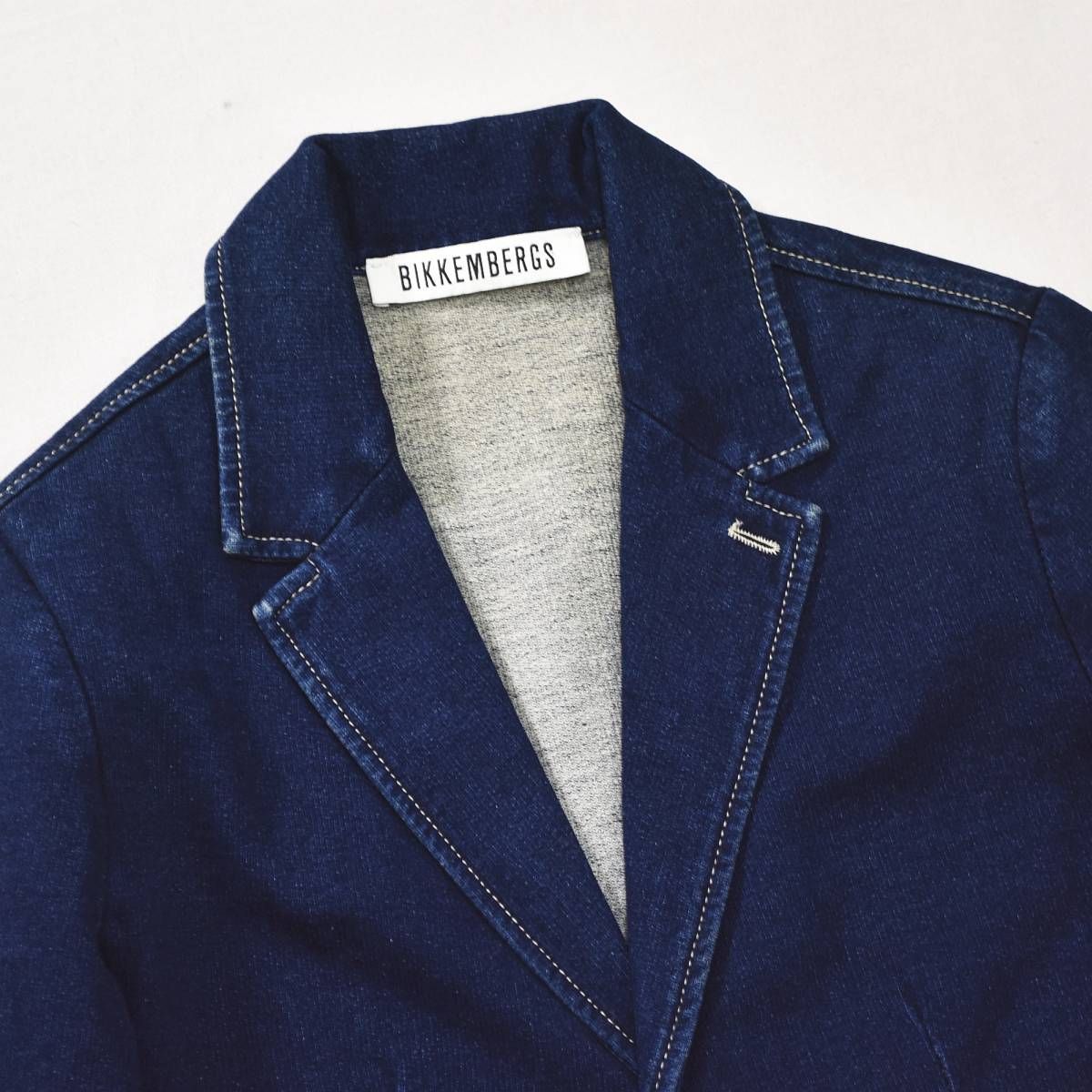 安い！かわいい！ 上品 イタリア製 ビッケンバーグ BIKKEMBERGS ストレッチ デニム 2B シングル テーラード ジャケット ノッチドラペル ノーベント 裏地 パイル 10 anni years インディゴ デザイナー キッズ ♪