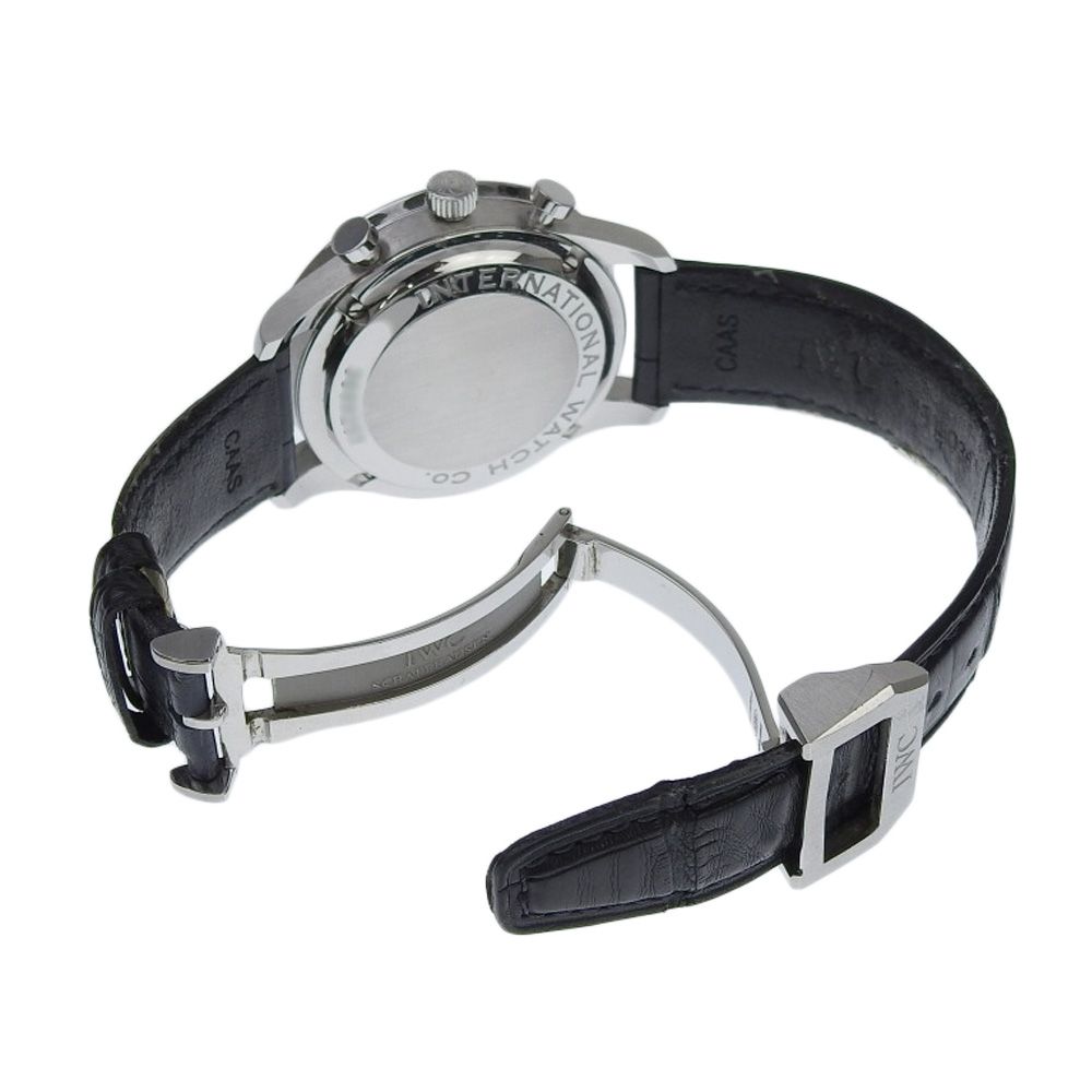 【本物保証】 箱・保付 超美品 IWC ポルトギーゼ クロノグラフ IW371445 シルバー文字盤 SS レザー 自動巻 41ミリ メンズ 腕時計 上品 本物保証】 箱・保付 超美品 IWC ポルトギーゼ クロノグラフ IW371445