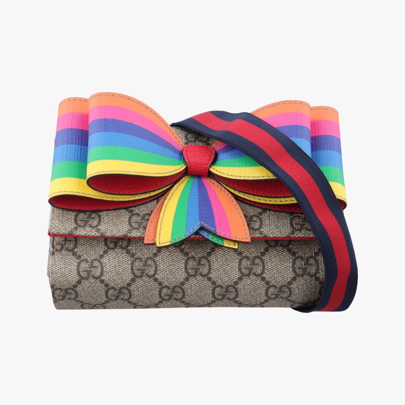 グッチGucciチルドレン GGスプリーム レインボーリボンマルチ PVCコーティングキャンバス525519C026317115