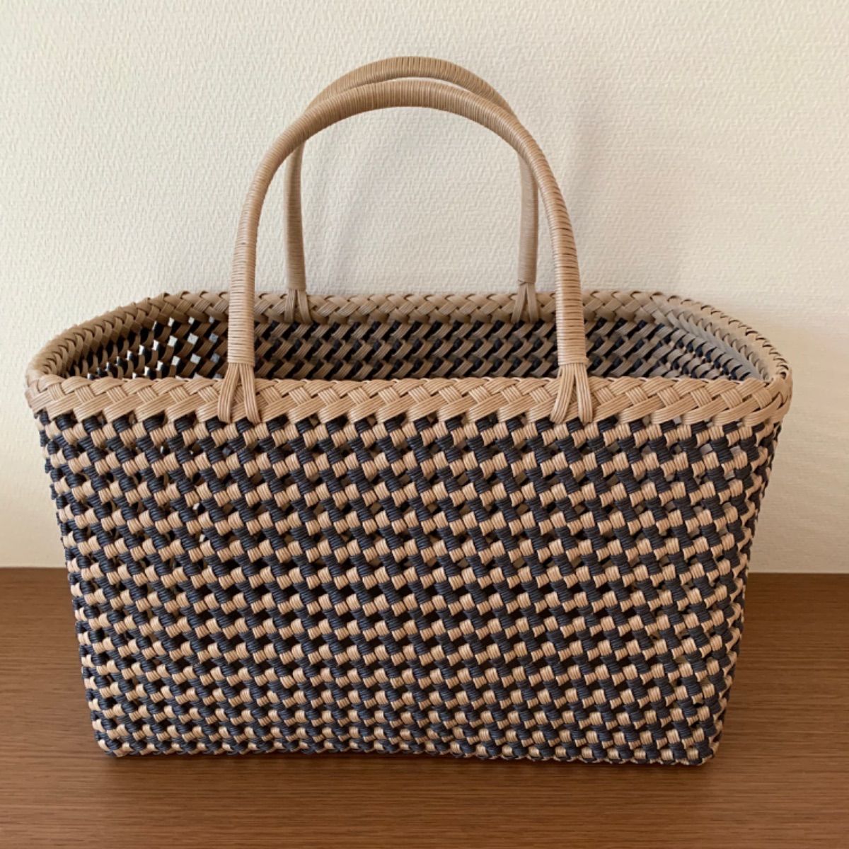 篭バック カノン、グリーン(シバヤマさんの手作りカゴ)昭和レトロ 篭