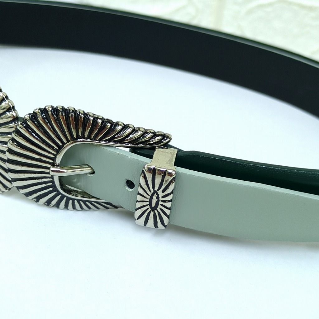 TOGA PULLA トーガプルラ ダブルバックルベルトグリーン 65～67.5cm  