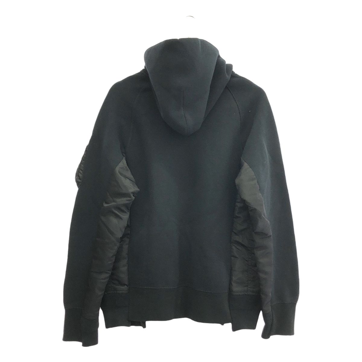 sacai / サカイ | Sponge Sweat × MA-1 Hoodie / 異素材 切替 ドッキング スポンジ スウェット フーディ | 2 | ブラック | メンズ sacai / サカイ | Sponge Sweat × MA-1 Hoodie / 異素材 切替