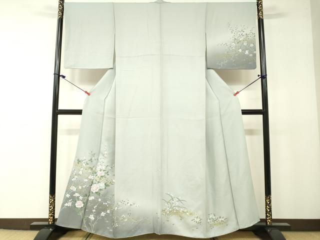 平和屋着物○訪問着 紗袷 手描き 草花文 やまと誂製 正絹 逸品