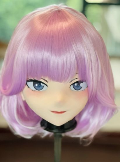 全頭マスク カツラ付き ロック付き NO.347 ドール ヘッドロリータ人形 コスプレ 変身 仮装 着ぐるみ kigurumi 二次元
