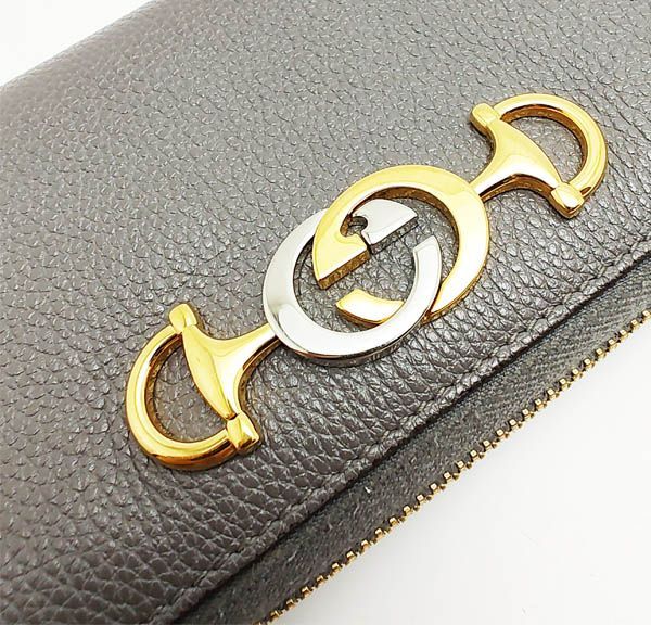 グッチ GUCCI ズゥミ カーフレザーラウンドファスナー グレー 570661 グッチ ズゥミ ラウンドファスナー長財布 グレー カーフレザー
