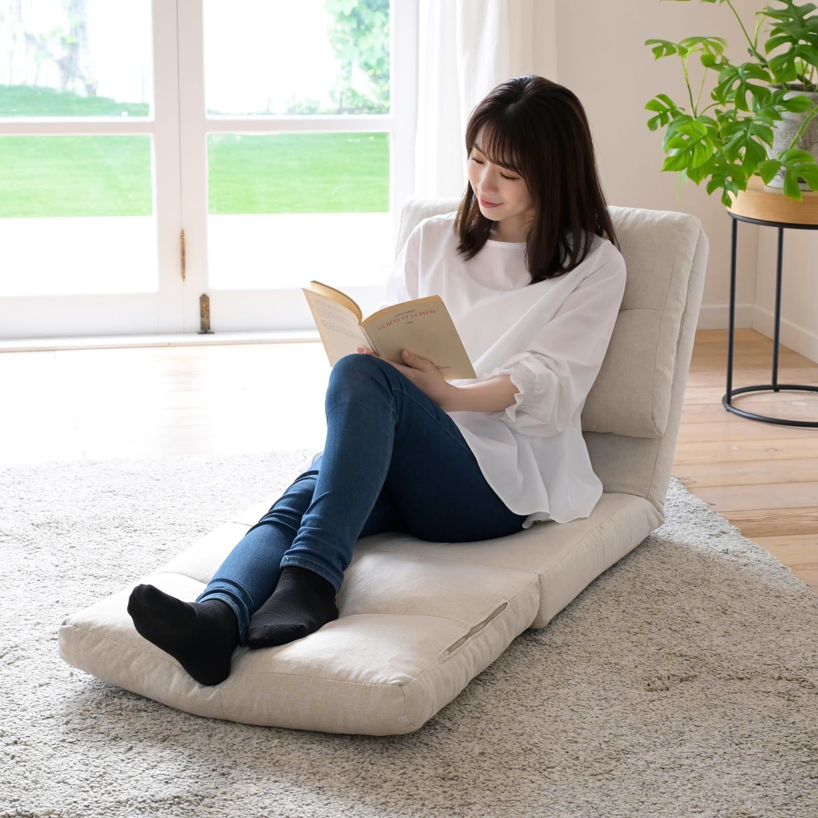 リクライニング 簡易ベッド 腰部14段階 ローソファ コンパクト 一人