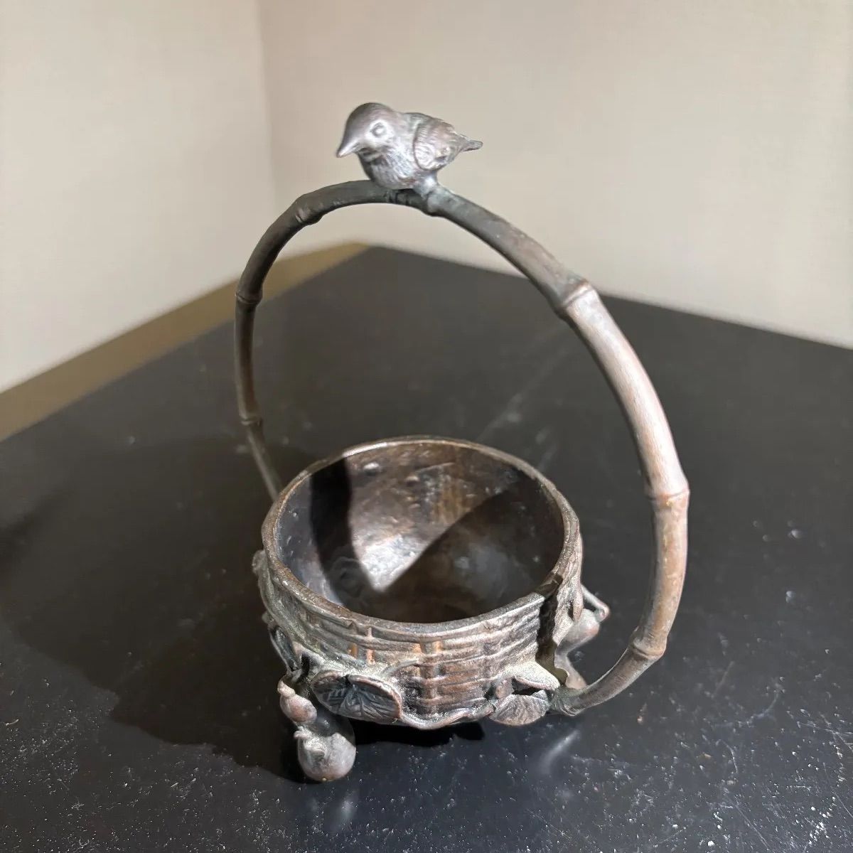 高岡 伝統 瑞峰 花篭 香炉 アンティーク ビンテージ 置物