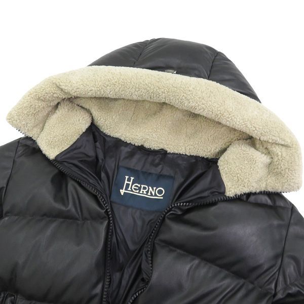 値下】LEON掲載 未使用 HERNO ヘルノ エコレザー フーディー ダウン