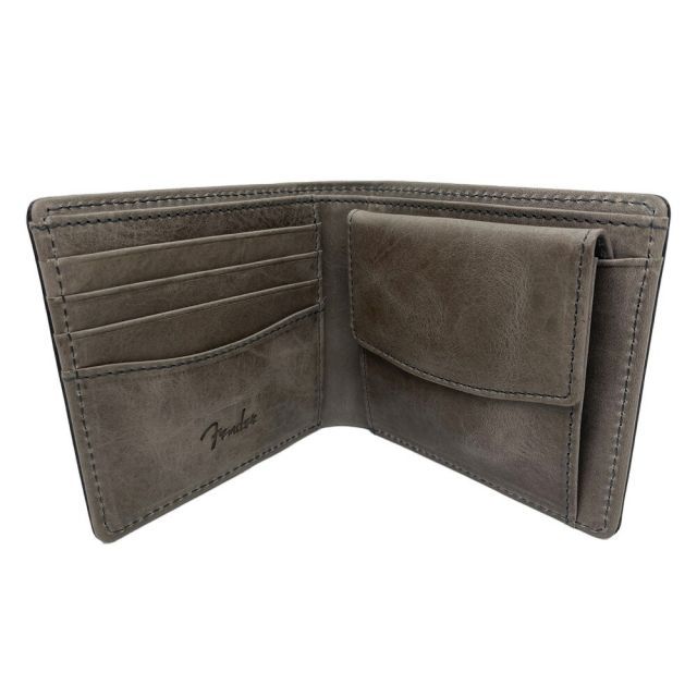 Fender フェンダー 950-502 (グレー) 二つ折り財布 本革 国産レザー