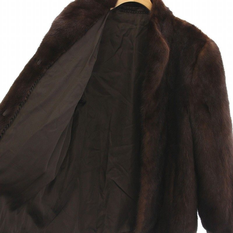 ノーブランド 毛皮コート ミンクファー ハーフ アウター 13 茶 /YM  