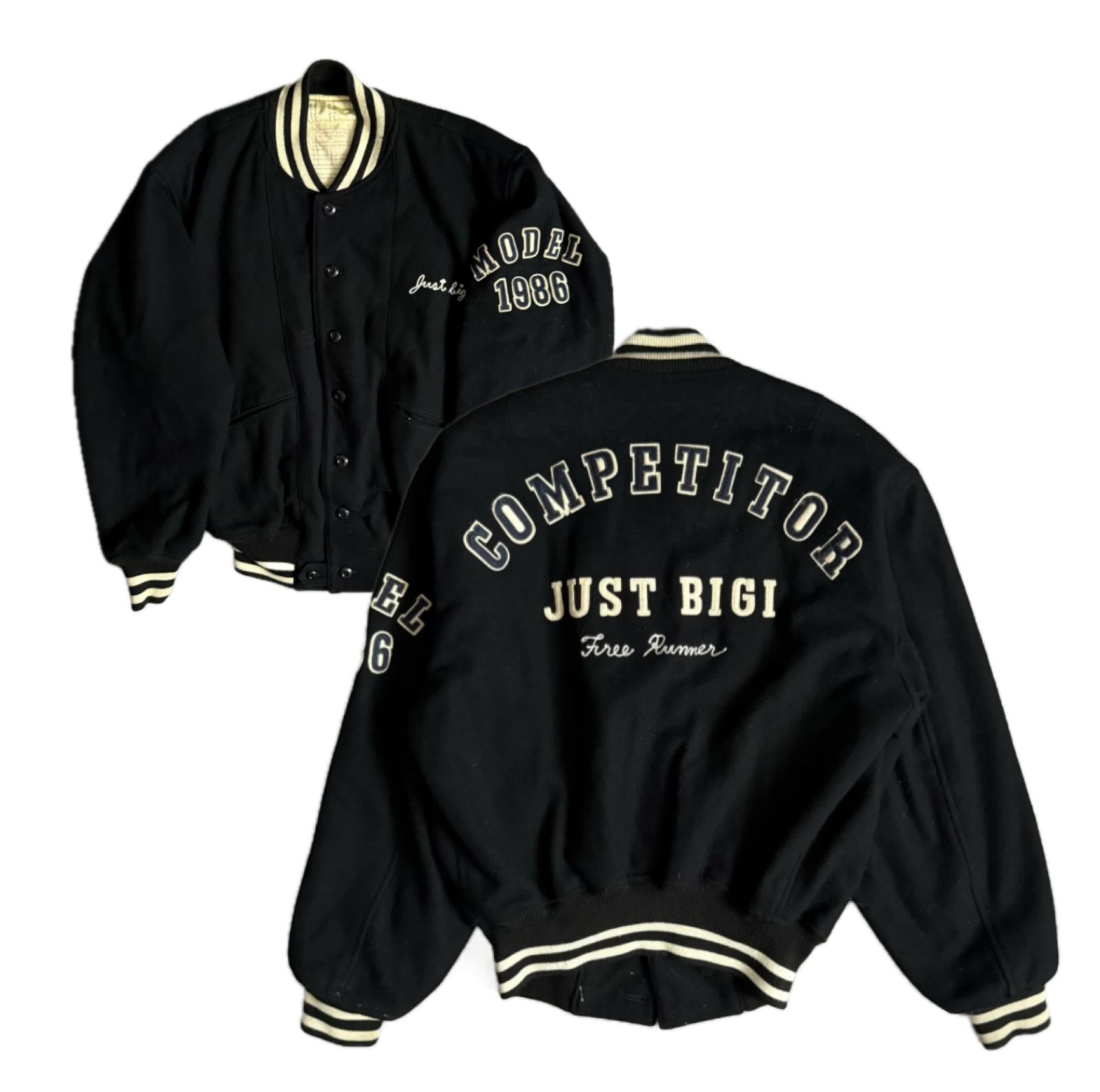 経典ブランド 希少80s 90sヴィンテージ JUST BIGI スタジャン ワッペン ジャケット・アウター