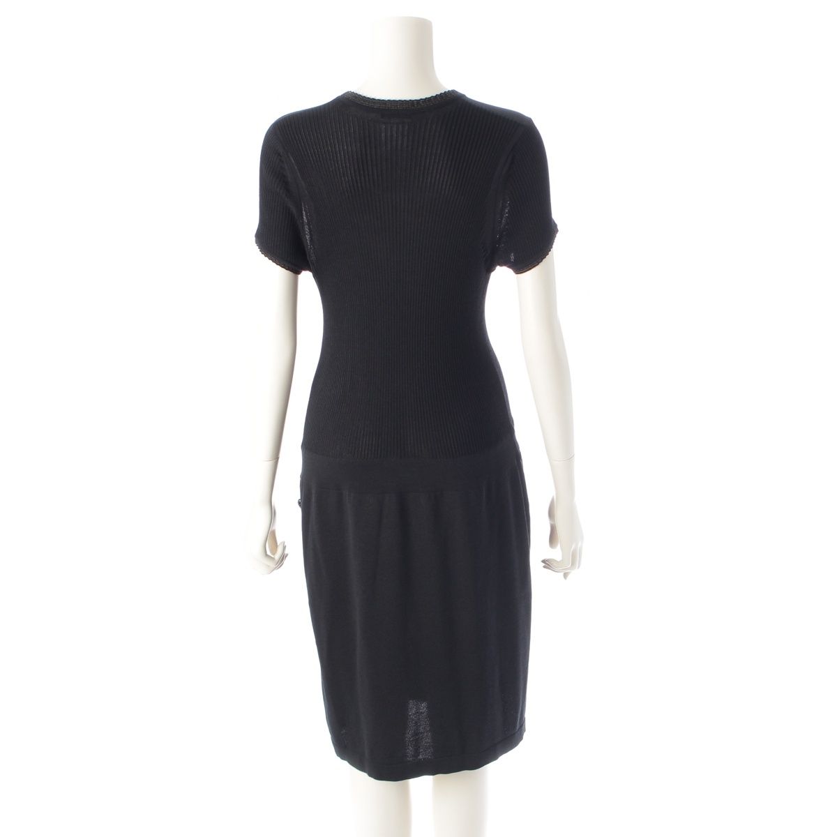 シャネル シルク混コットン ココマーク ライオンボタン ワンピース