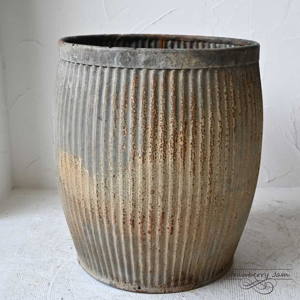 L3501-71-12 英国アンティーク ブリキドラム 鉢 ガーデニング ゴミ箱 L3501-71-12 英国アンティーク ブリキドラム 鉢 ガーデニング ゴミ箱