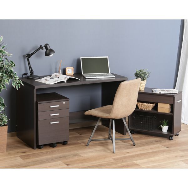 デスク3点セット BR ブラウン 組立品