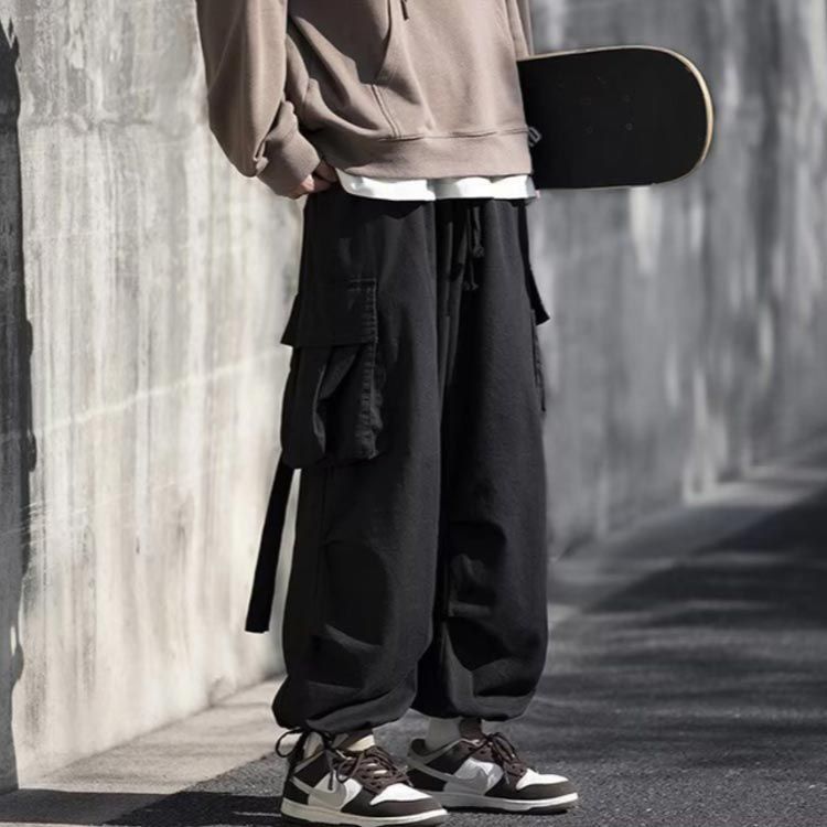メンズ無地カーゴパンツワイドパンツストレート メンズ ロングパンツ カーゴパンツ ストレート ワイドパンツ