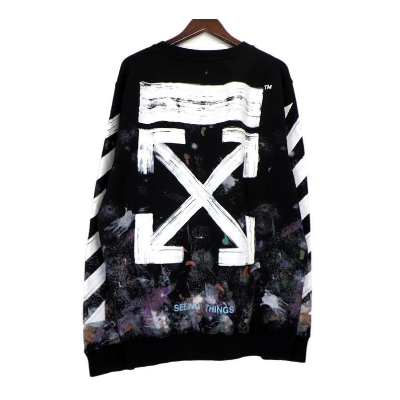 オフホワイト OFF WHITE 17AW 【 Diag Galaxy Brushed Crewnec オフホワイト OFF WHITE 17AW 【 Diag Galaxy Brushed Crewnec