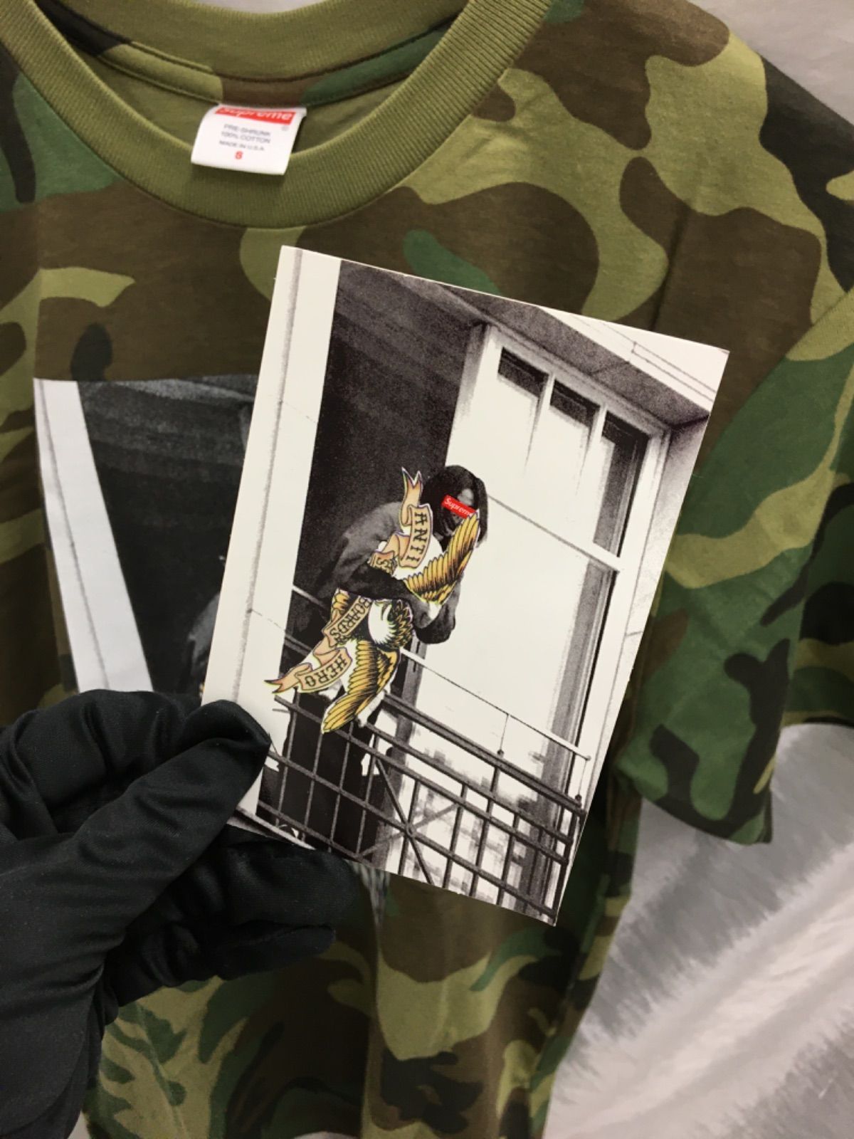 Supreme Antihero Balcony Tee Woodland Camo ステッカー Sサイズ 半袖 