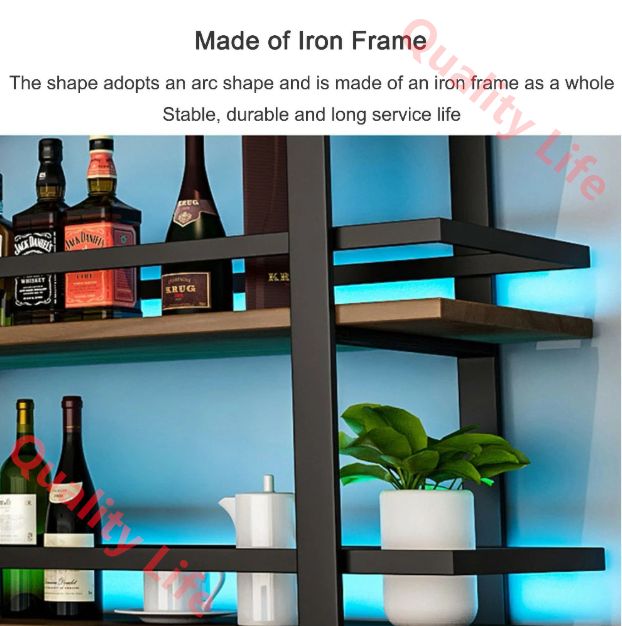 壁掛けワイン収納ラック、LEDライト付き 酒棚、フローティングシェルフ