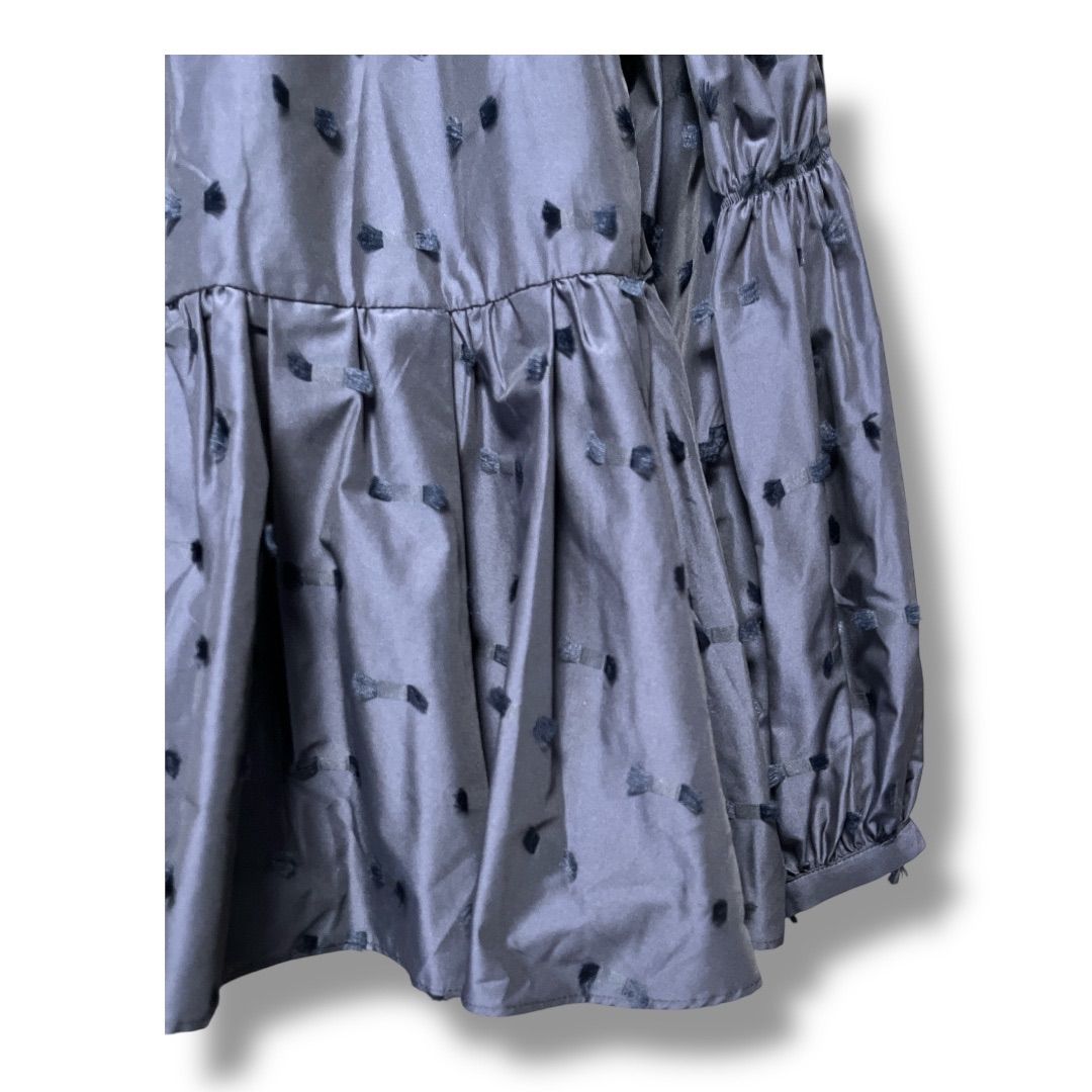 SONO ソーノ リボンカット ジャガードブラウス 長袖 プルオーバー ぺ