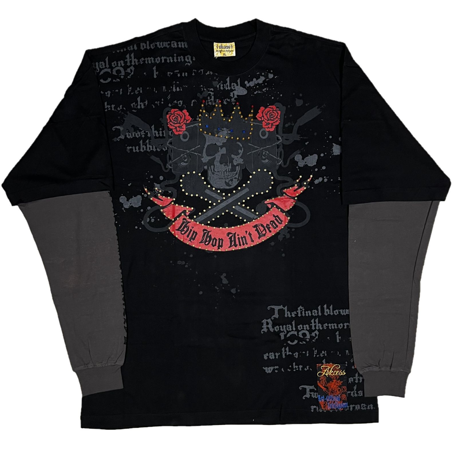 AKCESS アクセス スパンコール スカル 切り返し長袖 Tシャツ - Enough 