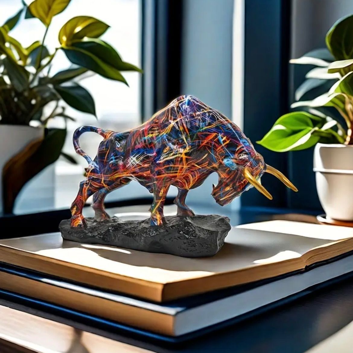 ブロンズ雄牛像 置物 レジン製 ウォールストリート風 勇気と富の象徴