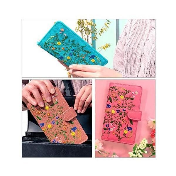 iPhoneケース・スマホ・PC SC-04J ケース カバー GALAXY Feel ボタニカル 花 刺繍 手帳 手帳型 SC-04Jケース(b.ピンク GALAXY Fee)
