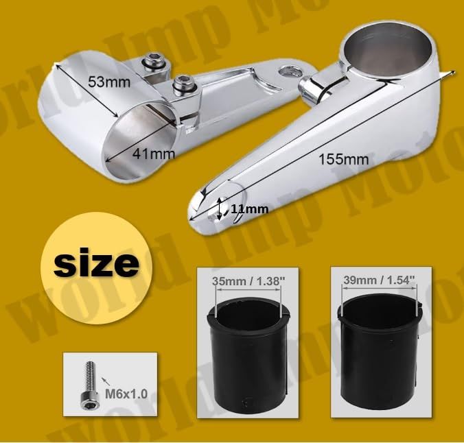 アルミ製 ビンテージ ヘッドライトステー 35～41mm 左右◇汎用 35パイ