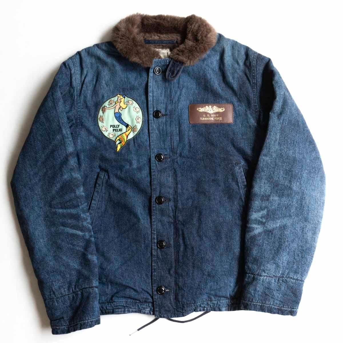 【美品】TOYS McCOY【N-1 DECK JACKET DENIM SUBMARINE FORCE POLLY PELIO】42 TMJ1433 デッキ ジャケットトイズマッコイ 2408090